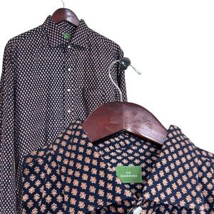 Sid Mashburn men's blue printed button up shirt large lightweight 100% cotton